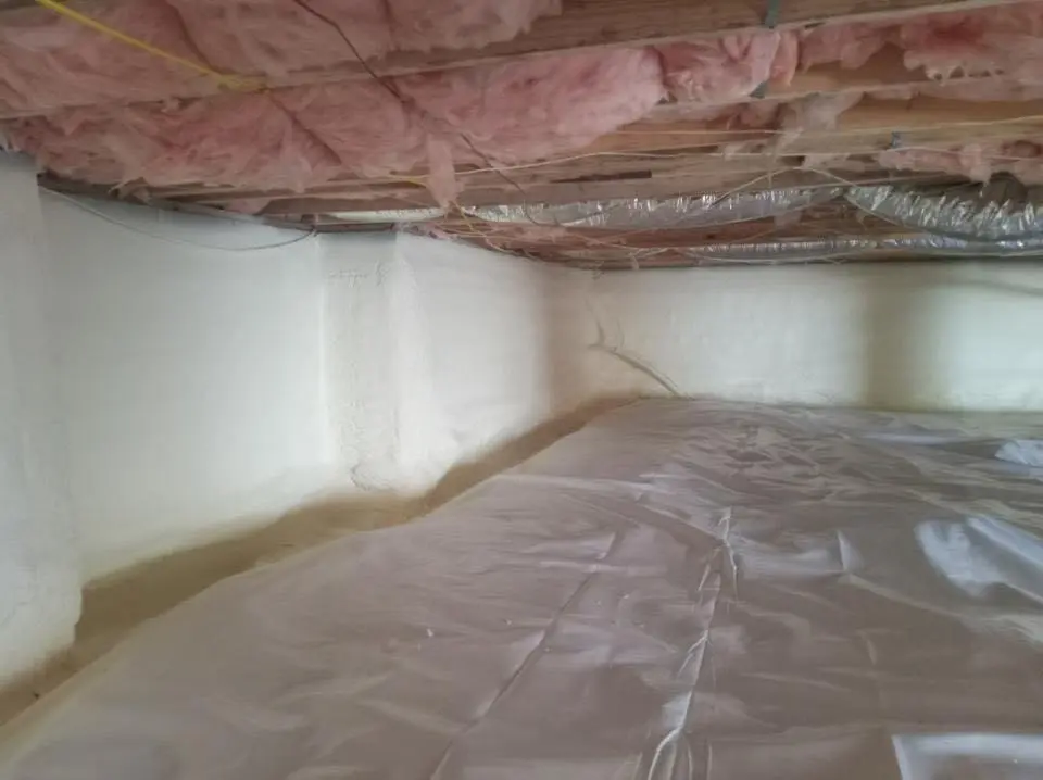 Crawl space encapsulation with closed-cell spray foam for Storm Damage Roof Repair in Price